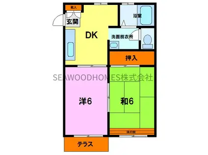 ルームM(2DK/1階)の間取り写真