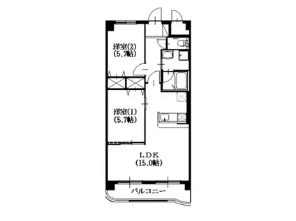 セントフィールド(2LDK/2階)の間取り写真