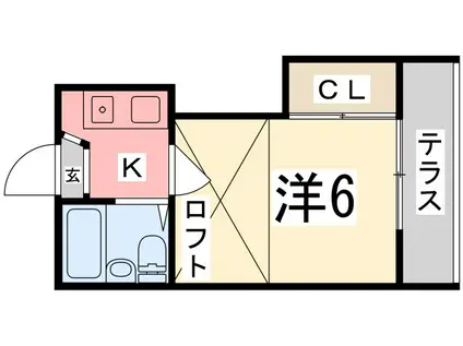 SMILE伊伝居(1K/1階)の間取り写真
