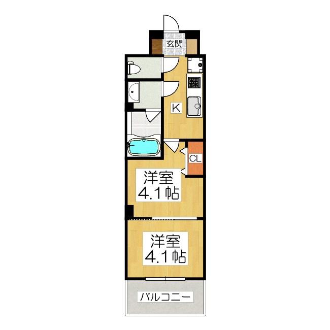 アスヴェル京都西大路サウス(2K/5階)の間取り写真