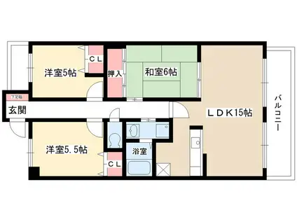 サンカーフII(3LDK/2階)の間取り写真