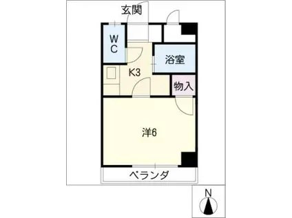 ハイツ片桐(1K/3階)の間取り写真