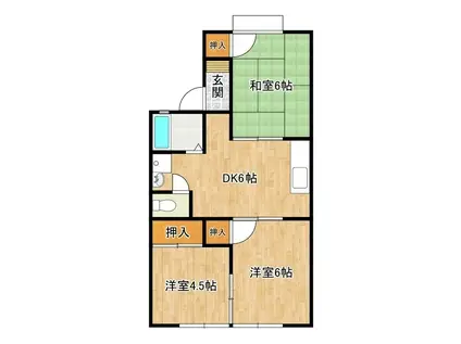 コーポジュリII(3DK/1階)の間取り写真