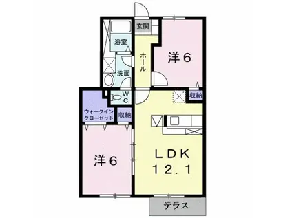 ラファエルB(2LDK/1階)の間取り写真