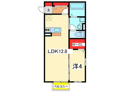 DEAR ROOMサチ(1LDK/1階)の間取り写真