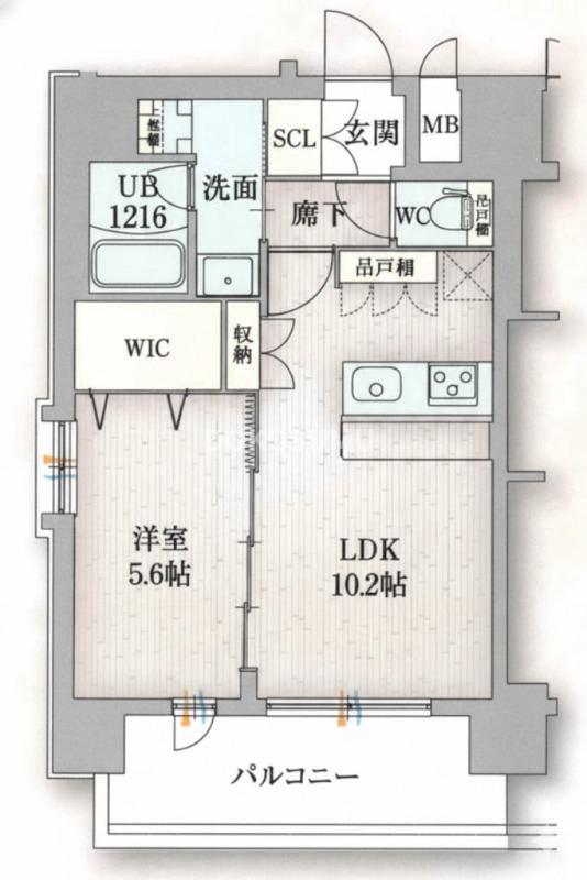 スプランディッド梅田ウエスト(1LDK/2階)の間取り写真