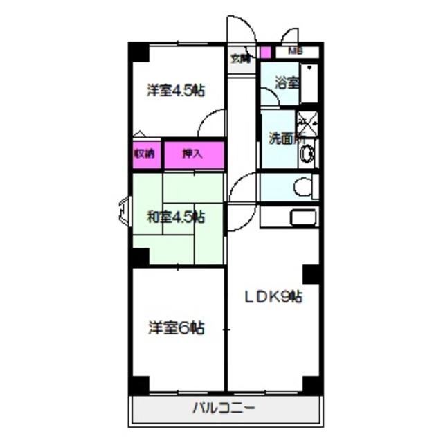 シルクハイム(3LDK/3階)の間取り写真