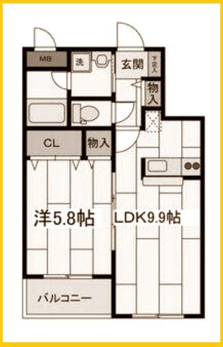 メゾンクレールHIYOSHI(1LDK/2階)の間取り写真