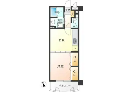 ダイアパレス慶徳(1DK/9階)の間取り写真