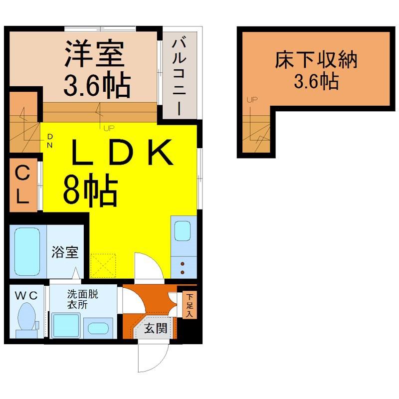 エスパシオ烏森(1LDK/1階)の間取り写真