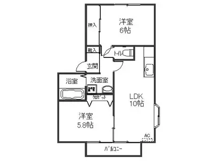 ラネージュ(2LDK/1階)の間取り写真