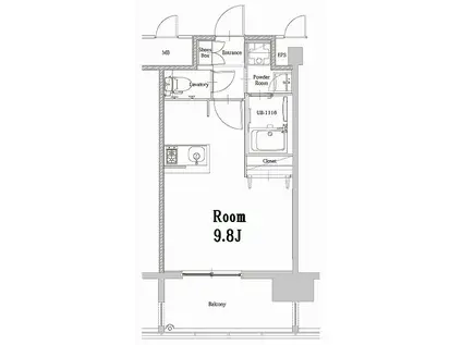 エンクレストベイ天神イースト(1K/2階)の間取り写真