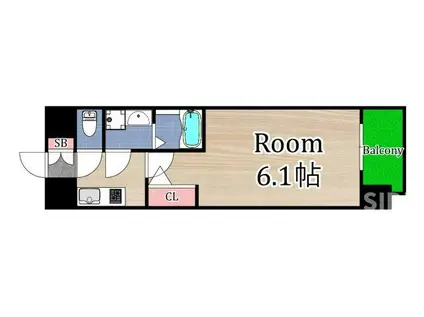 JMFレジデンス桜ノ宮(1K/3階)の間取り写真