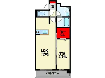 シティーコートHANATAKU(1LDK/4階)の間取り写真