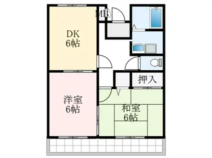 ラスカス(2DK/2階)の間取り写真