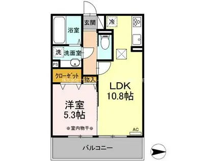 D-ROOM紅雲町C(1LDK/3階)の間取り写真