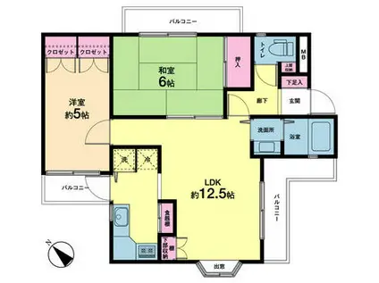 光建ハイムブリリアンス妙蓮寺(2LDK/4階)の間取り写真