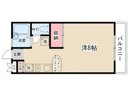 ロイヤルビレッヂ(ワンルーム/2階)の間取り写真