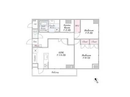 BLUROCK神楽坂(2SLDK/3階)の間取り写真