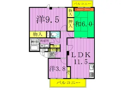 ガーデンビレッジ柏1号棟(3LDK/3階)の間取り写真
