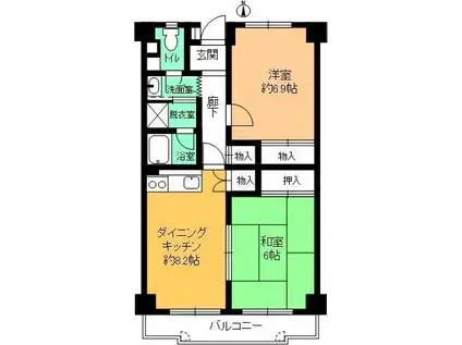 リヴァージュ御影(2DK/4階)の間取り写真