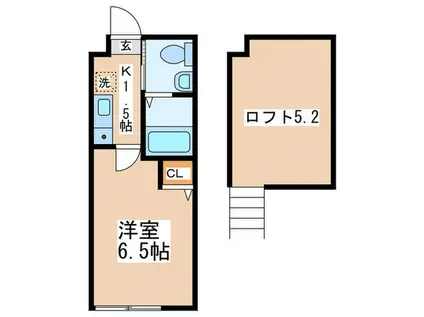 ラ・シャンス相模大野第28(1K/2階)の間取り写真