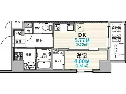 THE LOUNGE LINEAR GATE1K 1DK家賃10 0(1DK/6階)の間取り写真