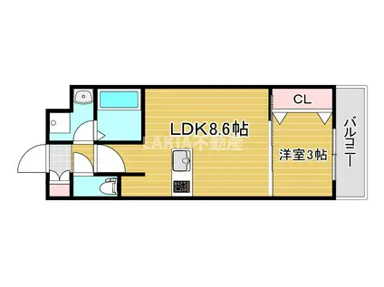 AILE東中浜(1LDK/4階)の間取り写真