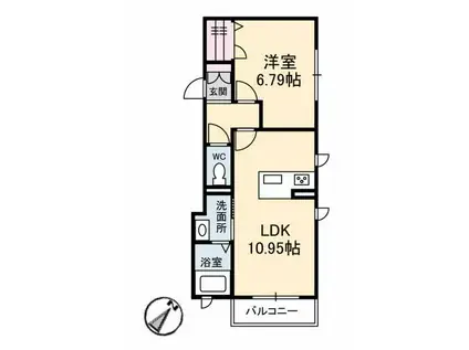 シャーメゾンLIBERTE(1LDK/1階)の間取り写真