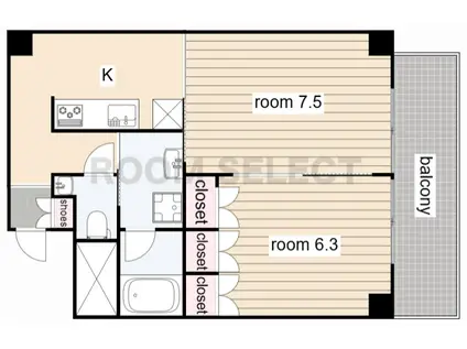 TACHIBANA BOX24(2K/6階)の間取り写真