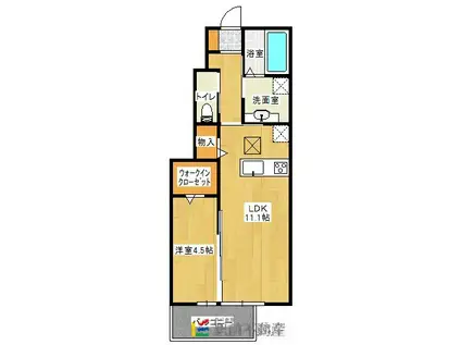 クレール フォンティーヌ(1LDK/1階)の間取り写真