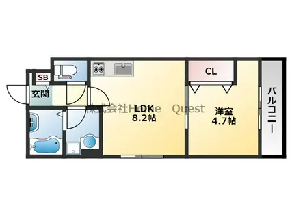 BADGE加美南(1LDK/1階)の間取り写真