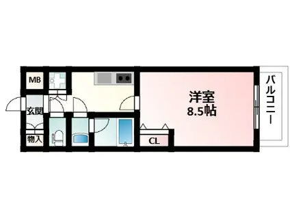 カルム千昇II(1K/6階)の間取り写真