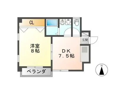 クレール池谷(1DK/3階)の間取り写真