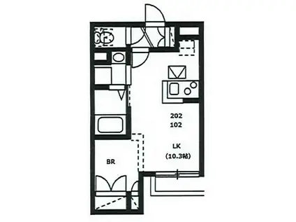 セレーナ竹の塚(ワンルーム/2階)の間取り写真