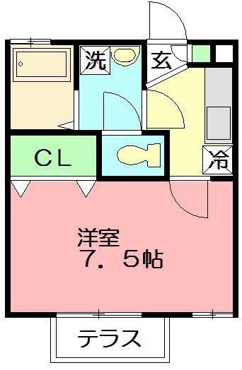 ビラージュ(1K/1階)の間取り写真