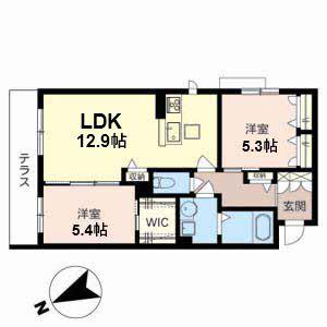 シャーメゾンみのり(2LDK/2階)の間取り写真