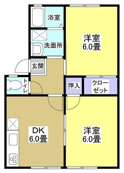 メゾン谷上C(2DK/2階)の間取り写真