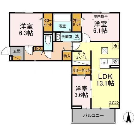 コリーヌ(3LDK/3階)の間取り写真