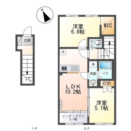 COMFORT LUMINOUS(2LDK/2階)の間取り写真