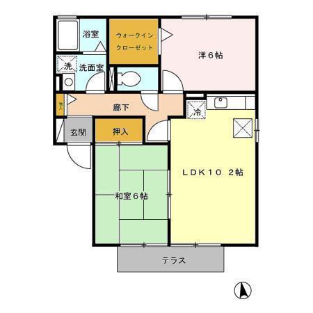 コンフォール・K A棟・B棟(2LDK/1階)の間取り写真