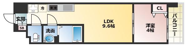 AND TERRACE 文の里(1LDK/2階)の間取り写真