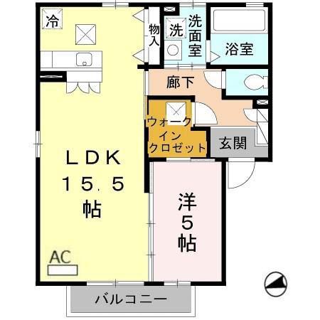 フローラ緑地(1LDK/1階)の間取り写真