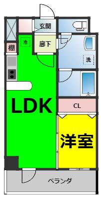 ヴェルジュコートI(1LDK/7階)の間取り写真