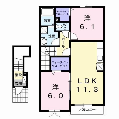 アンジュ・プレッソC(2LDK/2階)の間取り写真