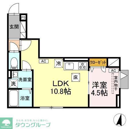 セレスティア大島(1LDK/1階)の間取り写真