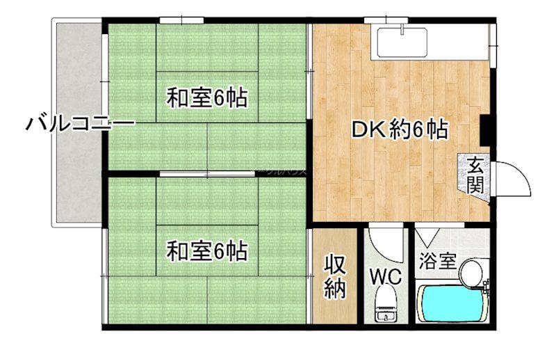 タウニー二日市(2DK/2階)の間取り写真