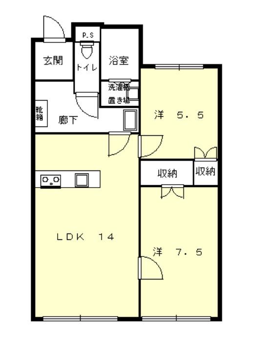 エステート土山(3LDK/1階)の間取り写真