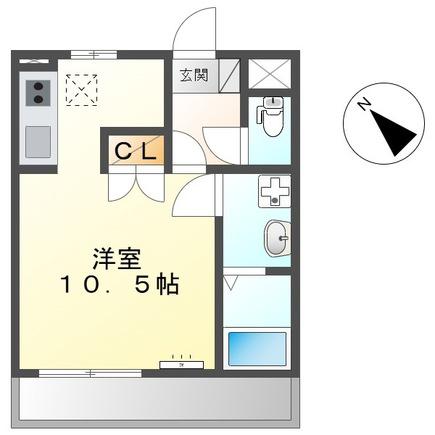 パークサイド旭(ワンルーム/1階)の間取り写真