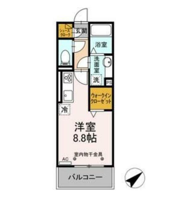 GRAND D-ROOM呼続(ワンルーム/3階)の間取り写真